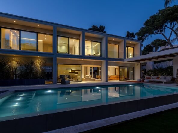 Contemporary Beachside Villa in Bendinat, Mallorca - Pool at Night - SKM0003