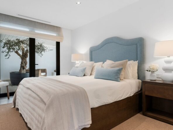 Frontline Golf Villa in Nueva Andalucía – A Sanctuary of Luxury and Comfort - Bedroom and Terrace- SK0144