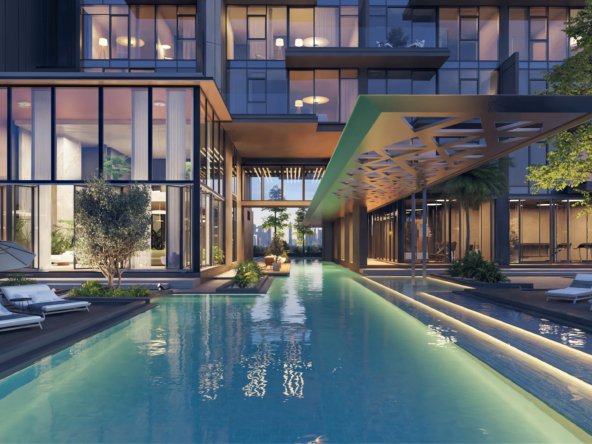 The Highgrove - pool deck -night